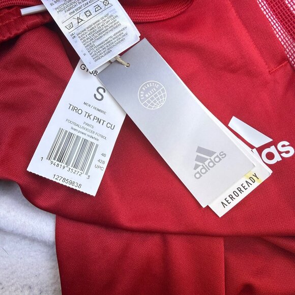 Adidas Mens Red Polyester Tapered Athletic Pants Aeroready Slim Fit Size S - New - Picture 13 of 14